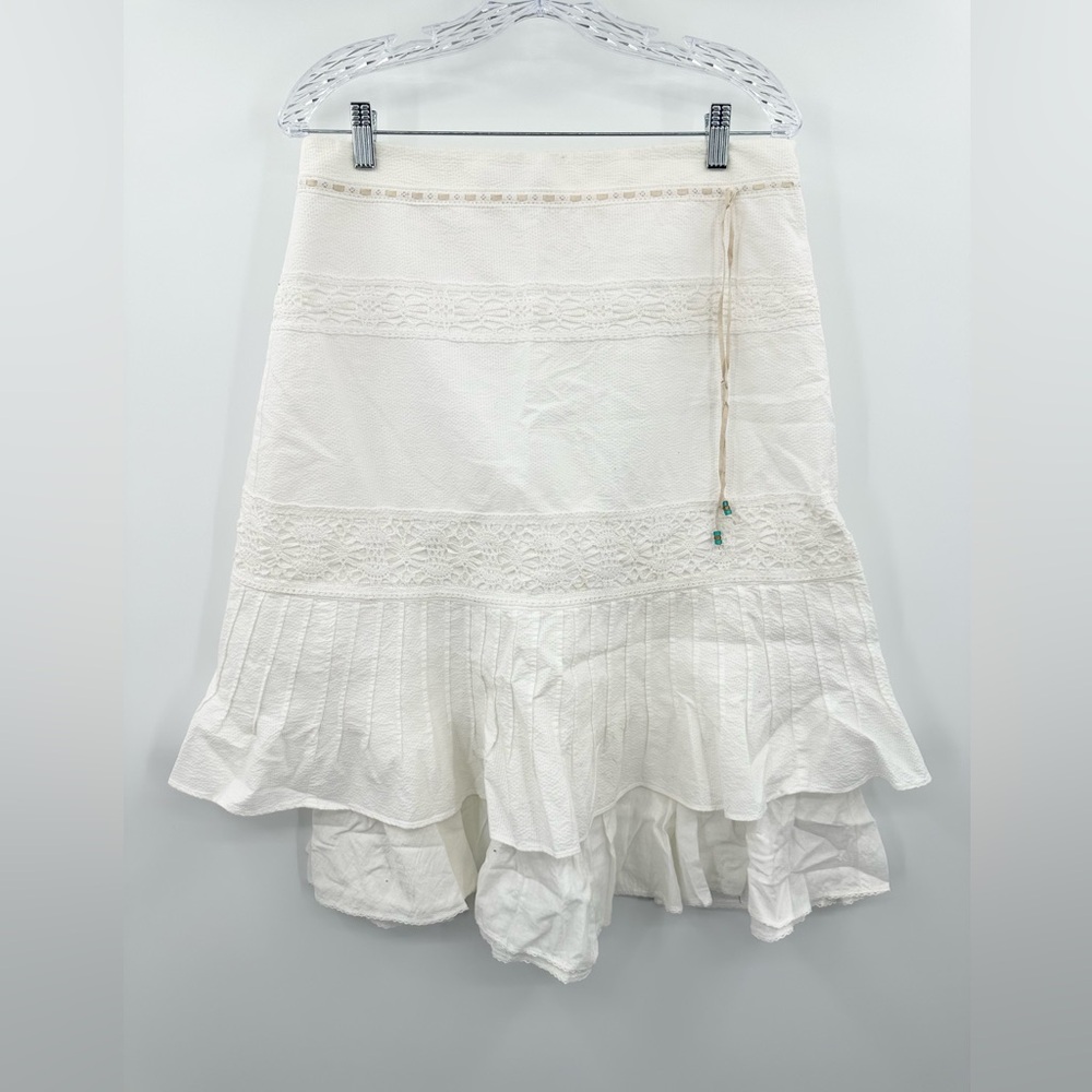 Karen Millen White IvoryTiered Midi Skirt 8